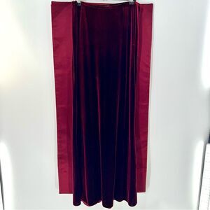 One Heart Elegant Velvet Burgundy Maxi Skirt w/Burgundy Long Satin Wrap-Size S